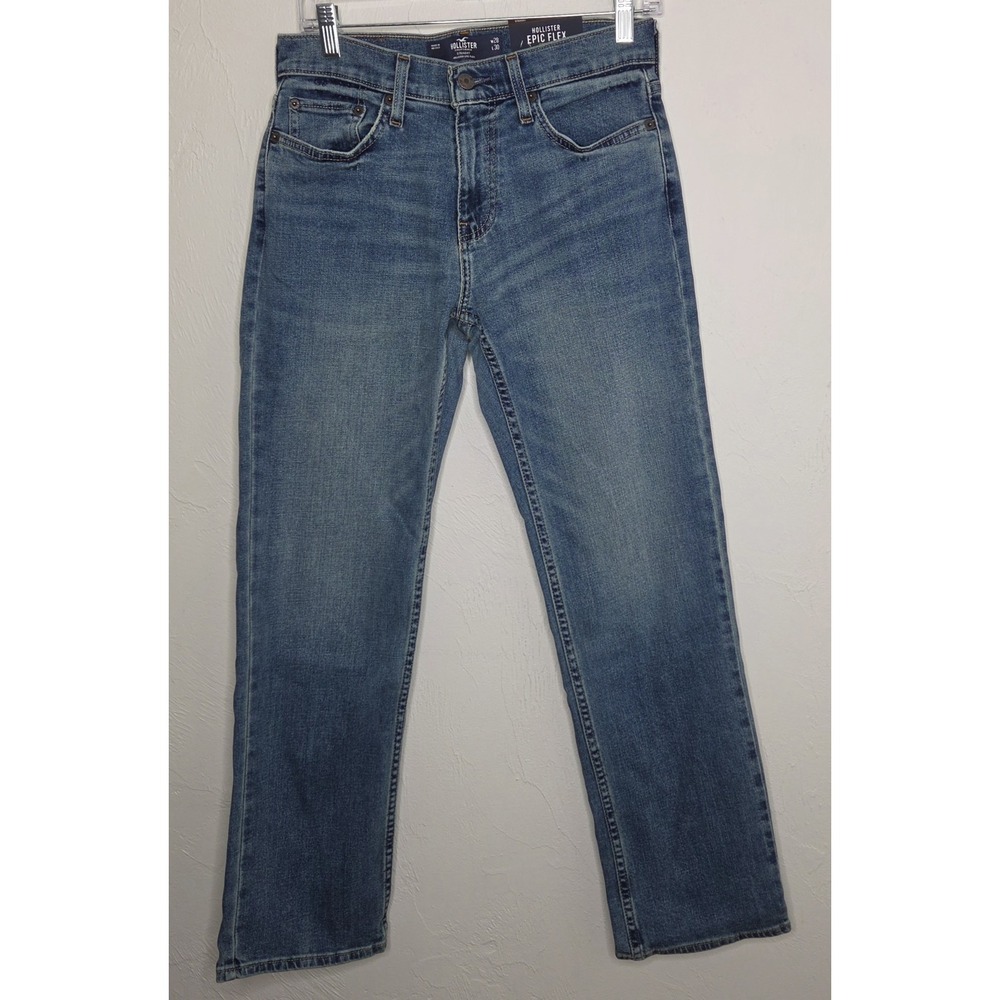 *NEW w/Tags Hollister Jeans Men's 28x30 Epic Flex Straight Denim Medium Wash